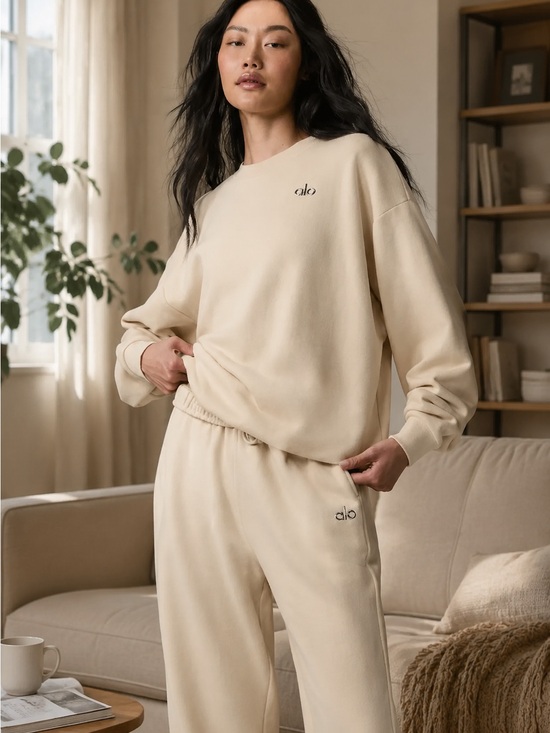 ALO Yoga Pants - ALO Yoga Set Accolade Crew Neck Pullover With Straight Leg Sweatpant Sz S